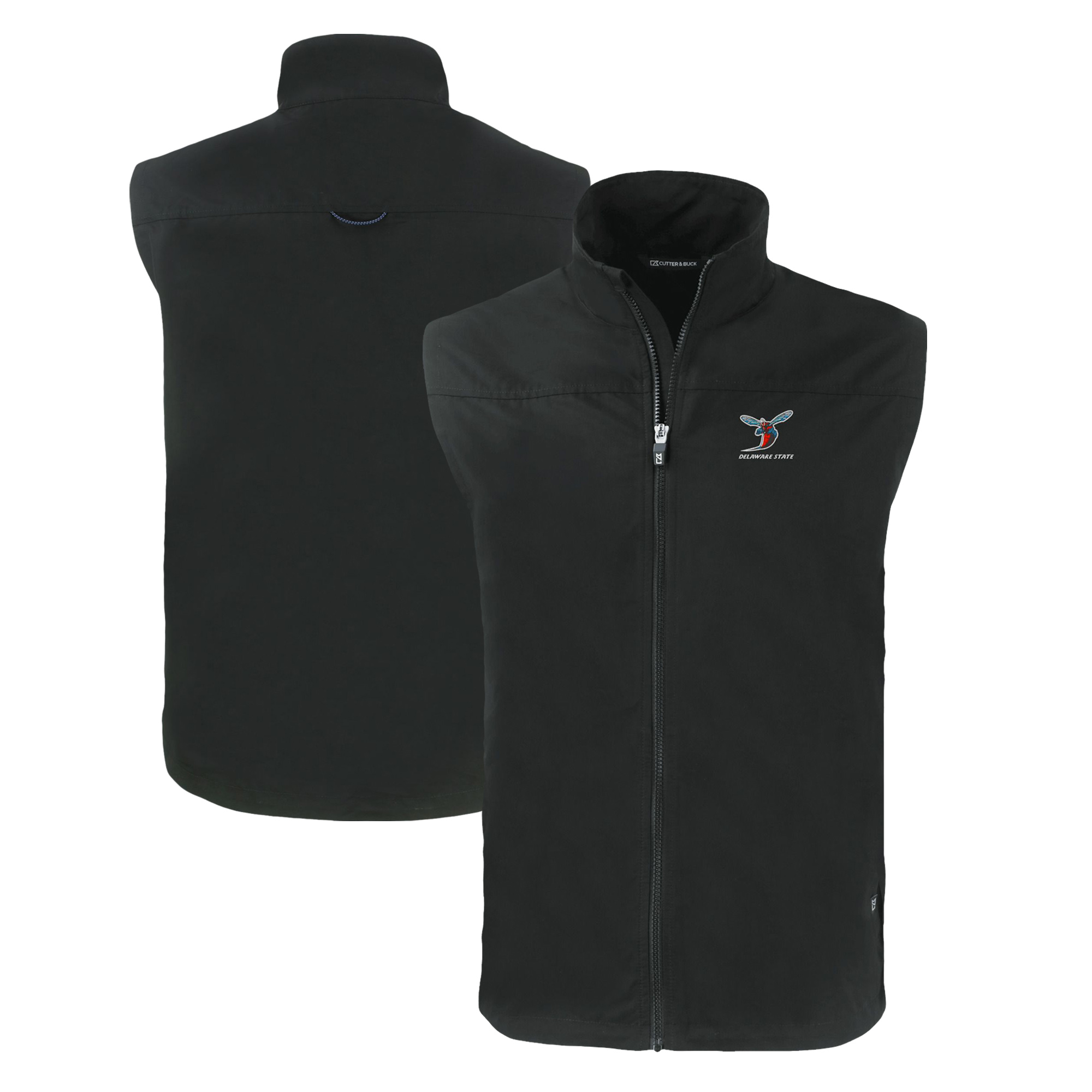 Men's Cutter & Buck Black Delaware State Hornets Charter Eco Recycled Full-Zip Vest - Image 5