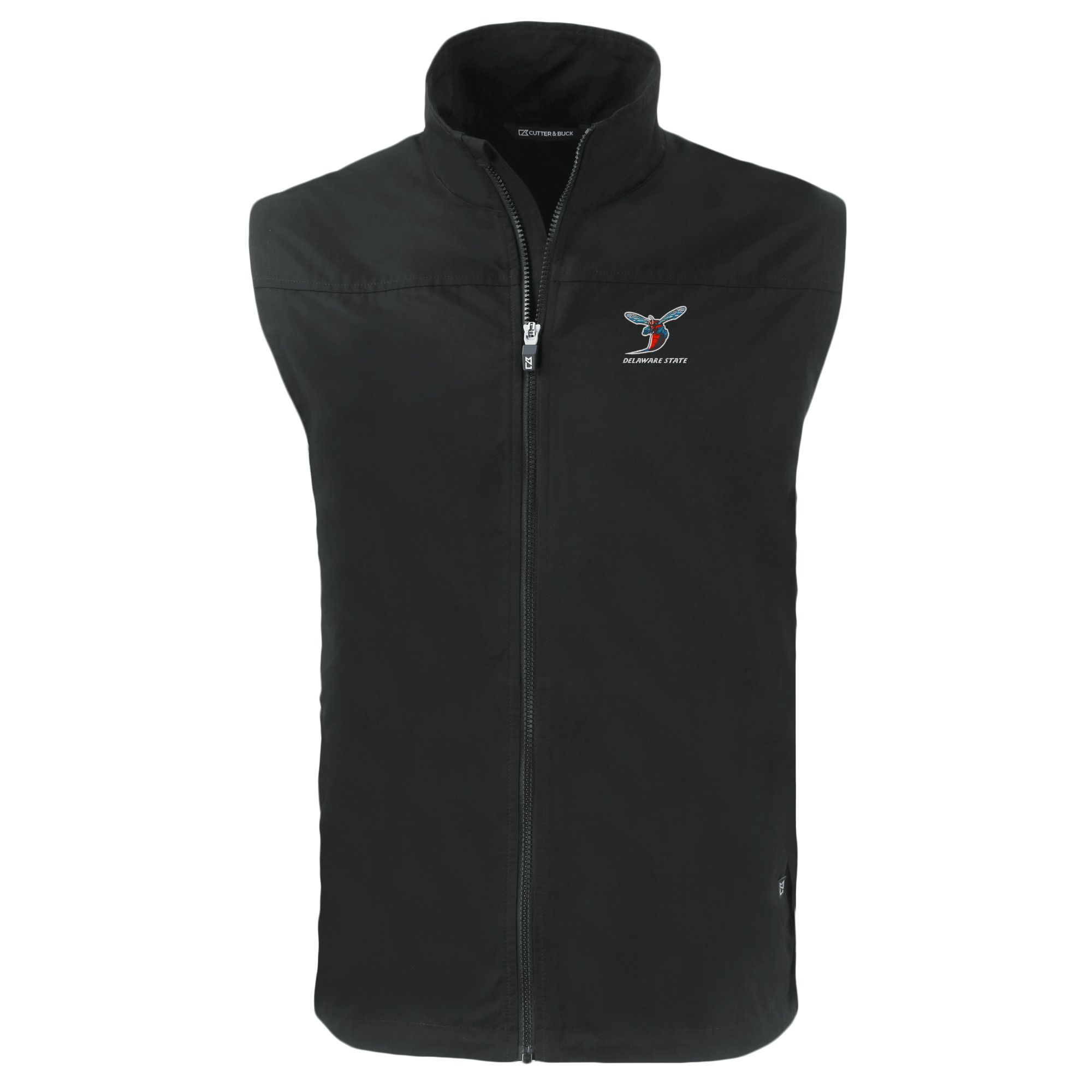 Men's Cutter & Buck Black Delaware State Hornets Charter Eco Recycled Full-Zip Vest - Image 3