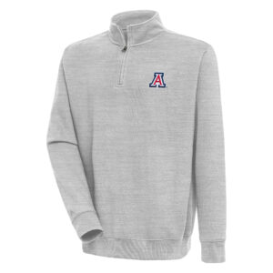 Men's Antigua  Heather Gray Arizona Wildcats Victory Quarter-Zip Pullover Top
