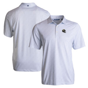 Men's Cutter & Buck  White Jacksonville Jaguars Helmet Pike Eco Pebble Print Stretch Recycled Polo