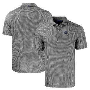 Men's Cutter & Buck  Black/White New York Giants Helmet Forge Eco Double Stripe Stretch Recycled Polo