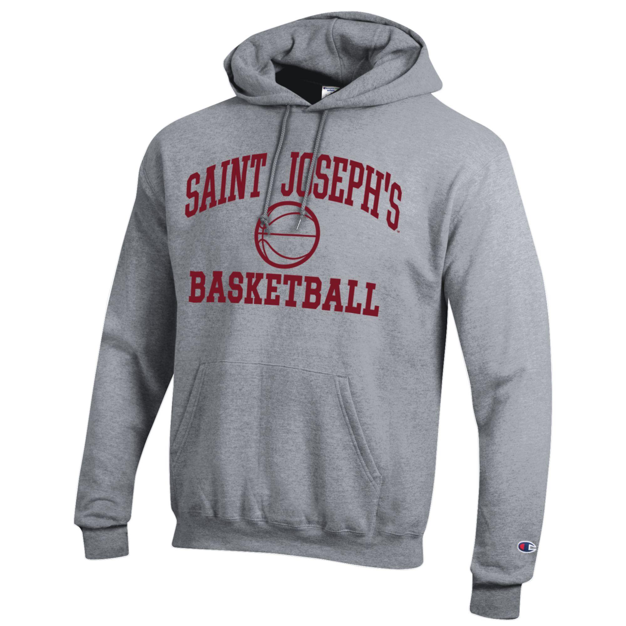 Men's Champion Gray Saint Joseph's Hawks Icon Logo Basketball Eco Powerblend Pullover Hoodie - Image 3