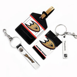 Anaheim Ducks Leather Three-Piece Gift Pack with Personalized Keychain