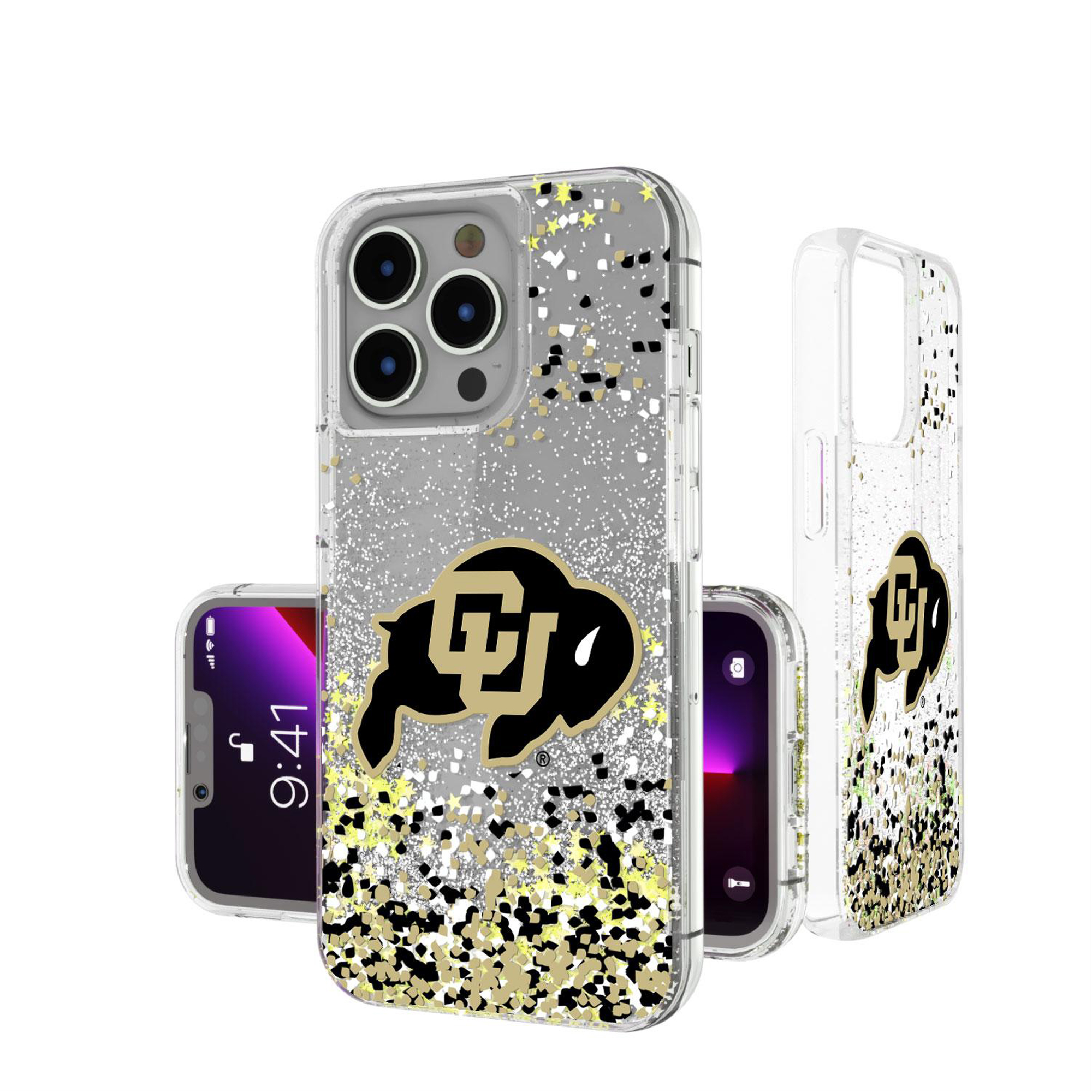 Keyscaper Colorado Buffaloes iPhone Glitter Case with Confetti Design