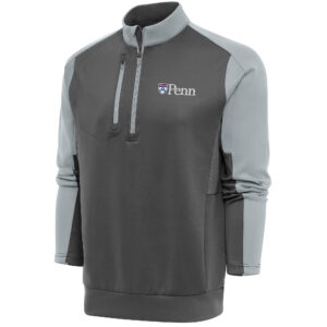 Men's Antigua  Pewter/Silver Pennsylvania Quakers Team Quarter-Zip Pullover Top