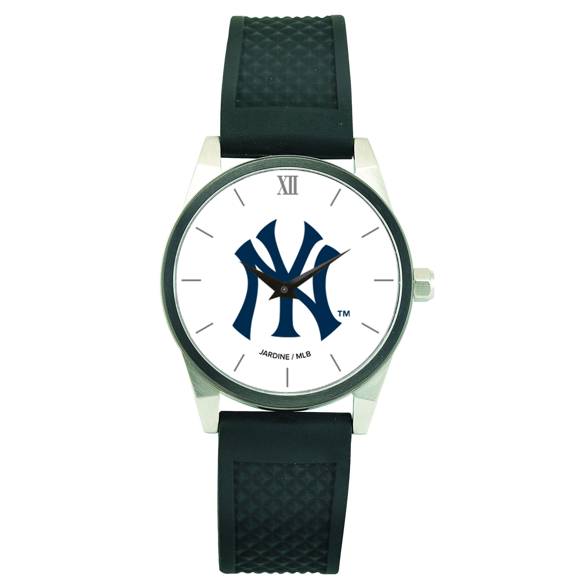 Men's Black New York Yankees Silicone Strap Wristwatch