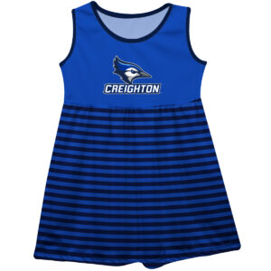 Girls Youth Vive La Fete  Blue Creighton Bluejays Striped Tank Top Dress