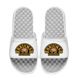 Men's ISlide White Boston Bruins Centennial Slide Sandals