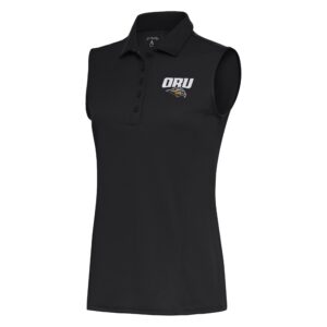 Women's Antigua  Charcoal Oral Roberts Golden Eagles Tribute Sleeveless Polo
