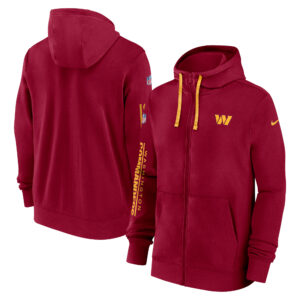 Men's Nike Burgundy Washington Commanders 2024 Sideline Club Full-Zip Hoodie