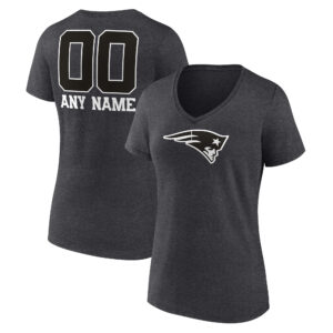Women's Charcoal New England Patriots Monochrome Personalized Name & Number V-Neck T-Shirt