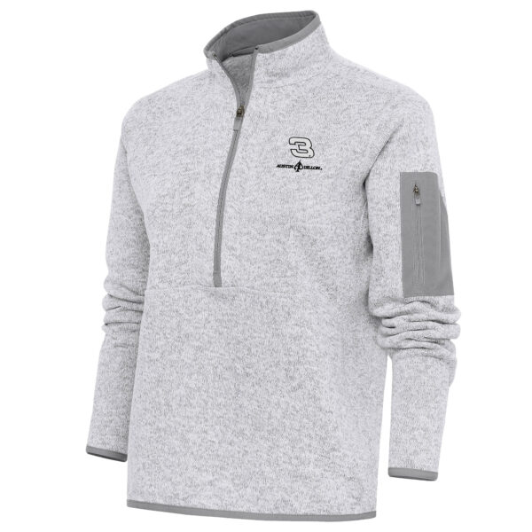 Women's Antigua Heather Gray Austin Dillon Fortune Half-Zip Pullover Sweater