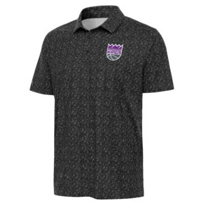Men's Antigua Black Sacramento Kings Figment Polo