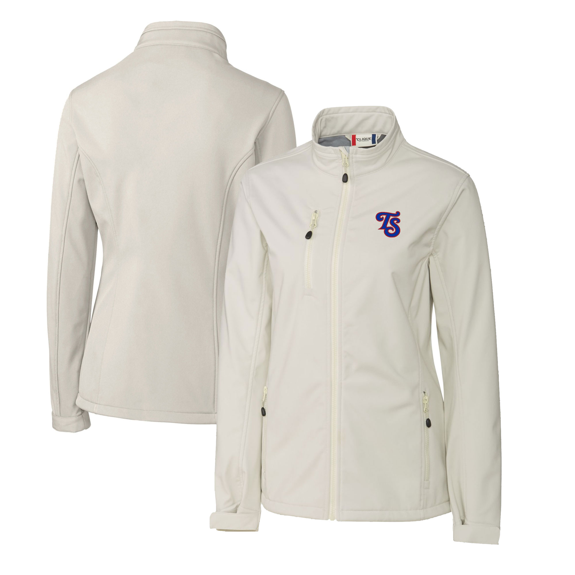 Women's Cutter & Buck Gray Tennessee Smokies Clique Telemark Eco Stretch Softshell Full-Zip Jacket - Image 2