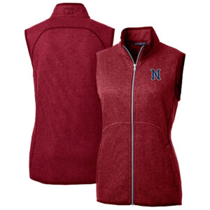 Women's Cutter & Buck  Heather Red Nashville Sounds Mainsail Sweater Knit Full-Zip Vest