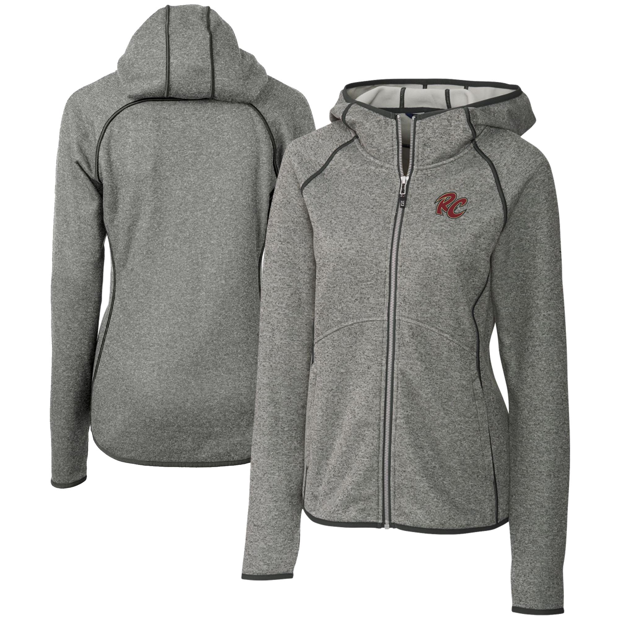Women's Cutter & Buck Heather Gray Sacramento River Cats Mainsail Sweater Knit Raglan Full-Zip Hoodie