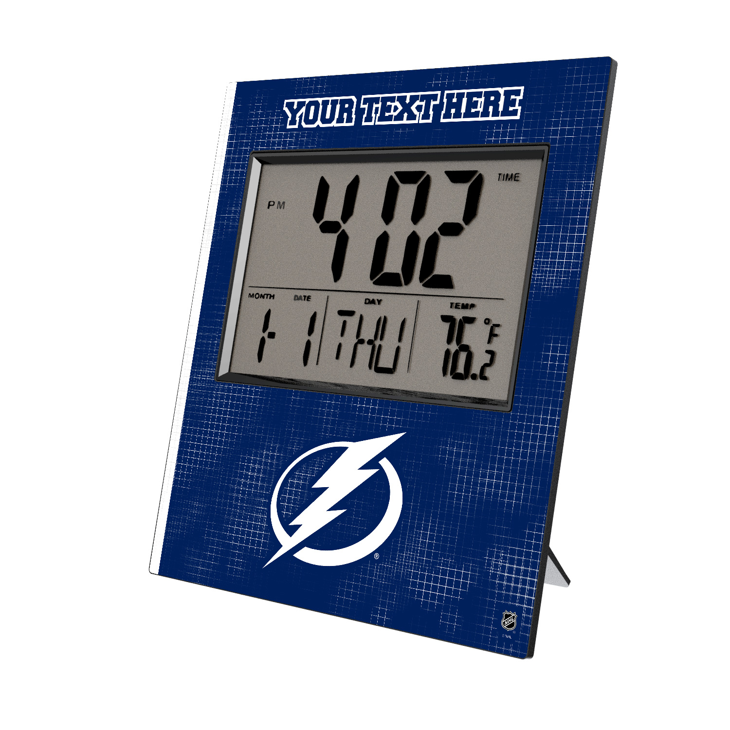 Keyscaper Tampa Bay Lightning Cross Hatch Personalized Digital Desk Clock
