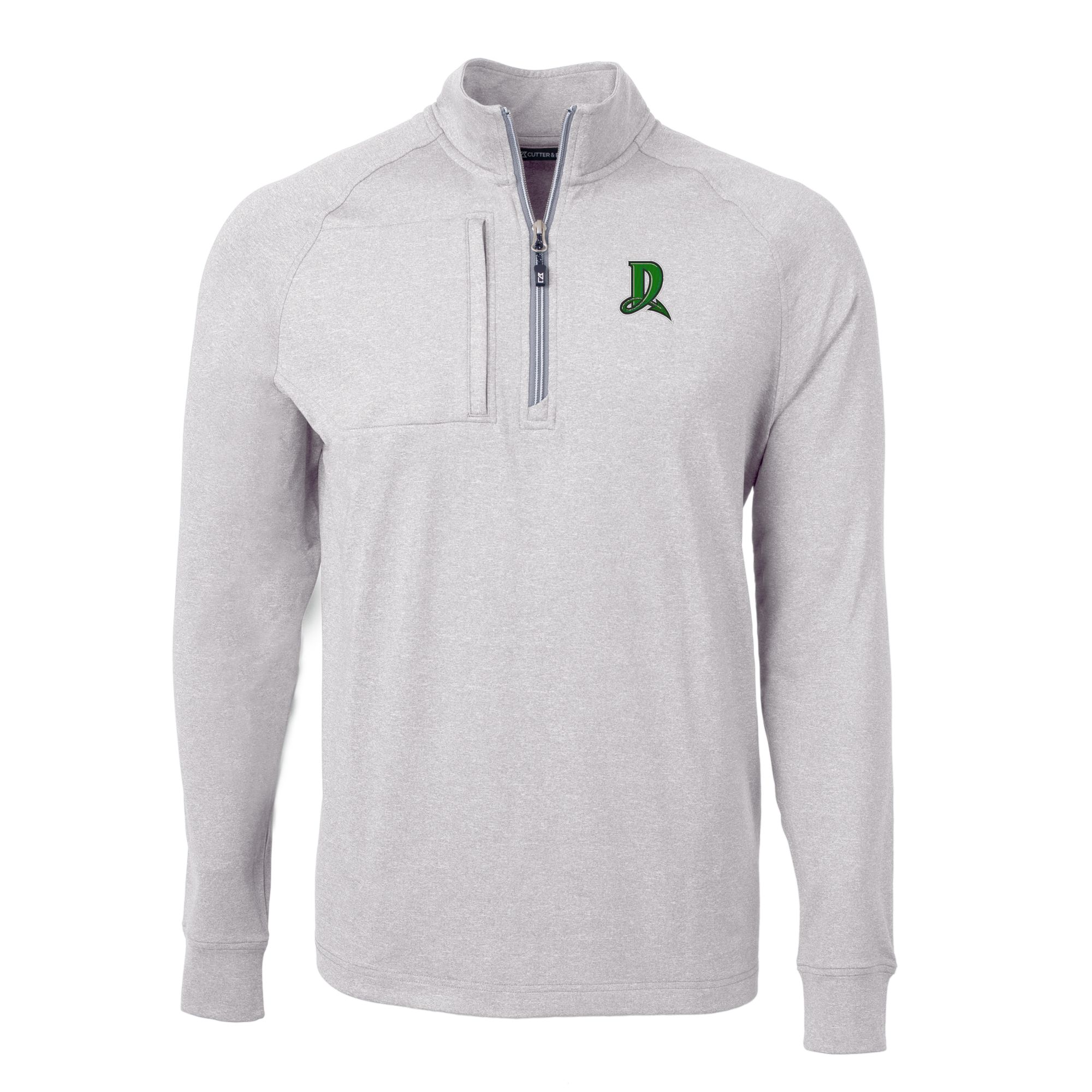 Men's Cutter & Buck Heather Gray Dayton Dragons Adapt Eco Knit Heather Recycled Quarter-Zip Pullover - Image 6