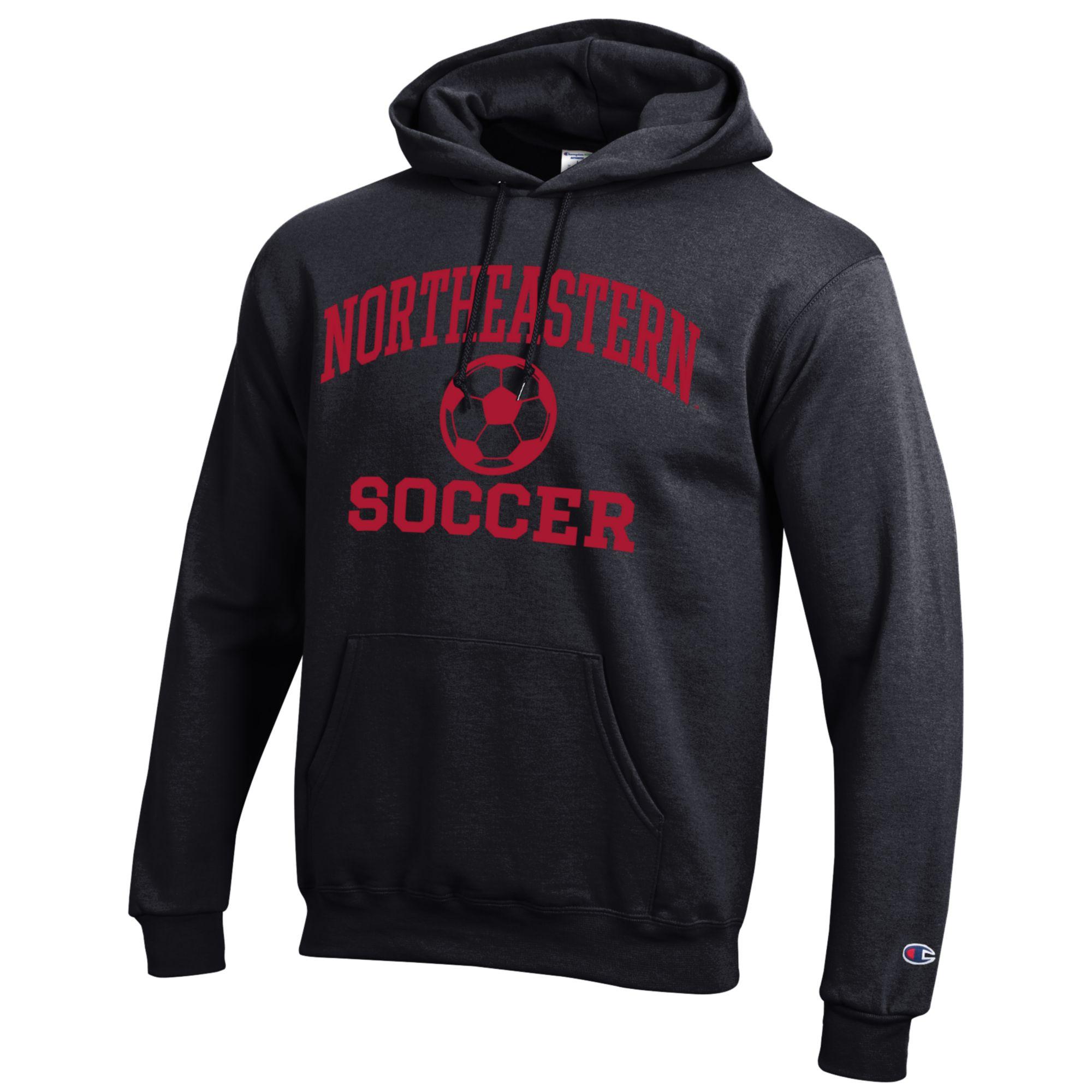 Men's Champion Black Northeastern Huskies Soccer Icon Powerblend Pullover Hoodie - Image 6