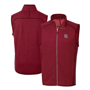 Men's Cutter & Buck Heather Red Birmingham Barons Mainsail Sweater-Knit Full-Zip Vest