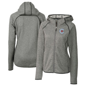 Women's Cutter & Buck  Heather Gray Chicago Cubs City Connect Mainsail Full-Zip Hooded Jacket