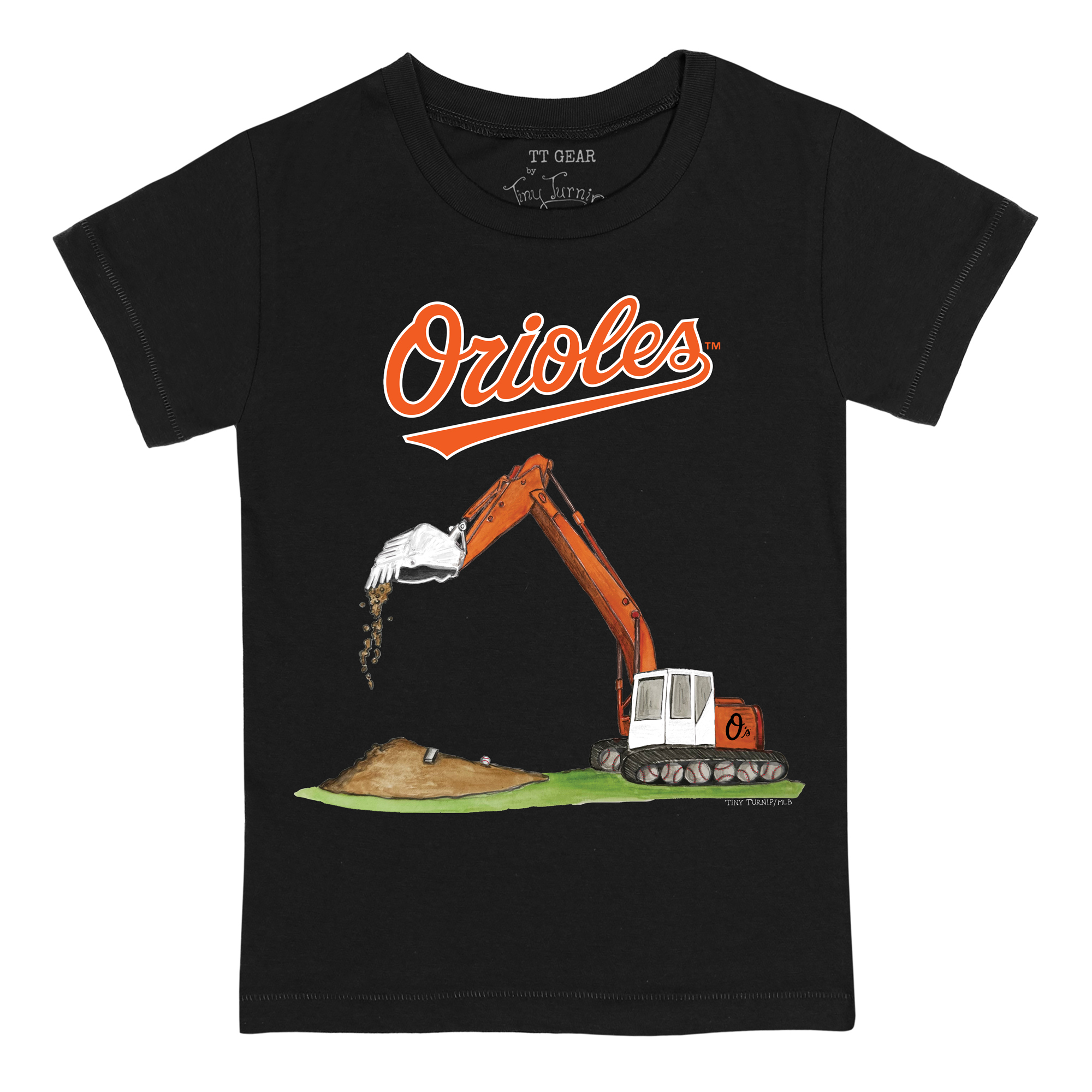 Infant Tiny Turnip Black Baltimore Orioles Excavator T-Shirt - Image 6