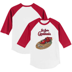 Youth Tiny Turnip White/Red St. Louis Cardinals Race Car 3/4-Sleeve Raglan T-Shirt