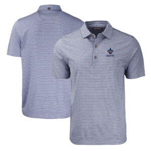 Men's Cutter & Buck Heather Navy New Orleans Saints Big & Tall Americana Forge Eco Heather Stripe Stretch Recycled Polo