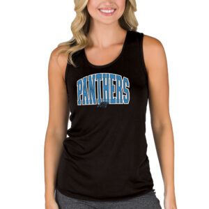 Women's Concepts Sport  Black Carolina Panthers Marathon Racer Back Tank Top