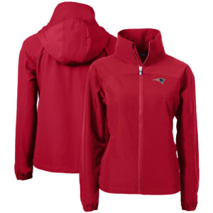 Women's Cutter & Buck Red New England Patriots  Charter Eco Recycled Full-Zip Jacket