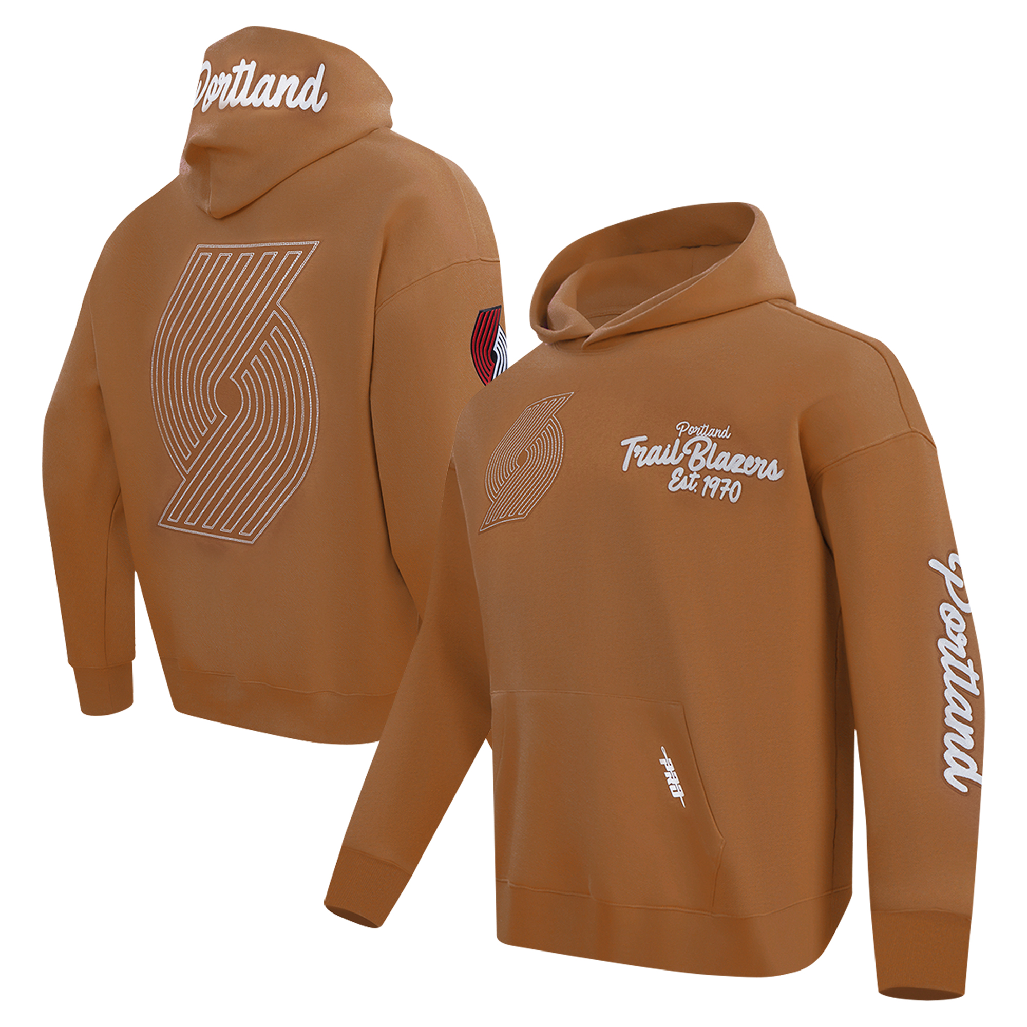 Men's Pro Standard Brown Portland Trail Blazers Paint the City Drop Shoulder Pullover Hoodie - Image 3