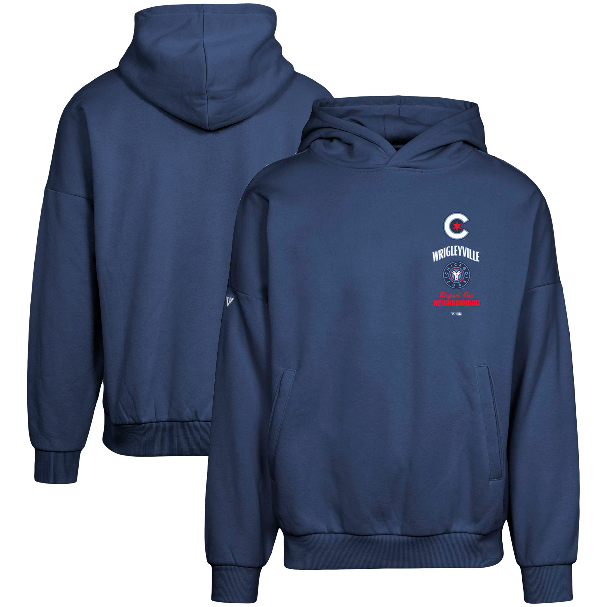 Men's Levelwear Navy Chicago Cubs City Connect Contact Baseline Pullover Hoodie