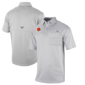 Men's Columbia  Gray Cleveland Browns Omni-Wick Flycaster Pocket Polo