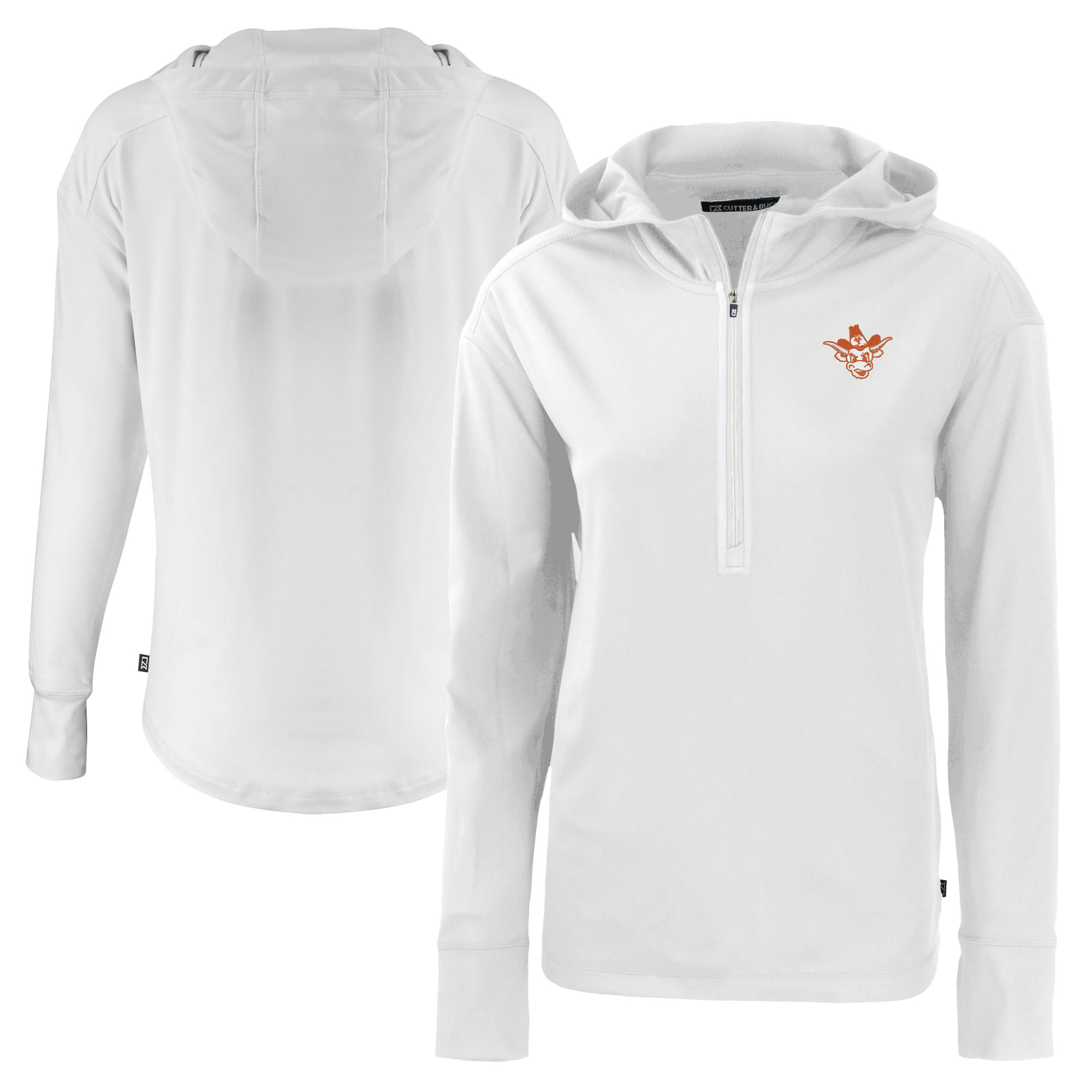 Women's Cutter & Buck White Texas Longhorns Vault Daybreak Eco Recycled Half-Zip Hoodie - Image 2
