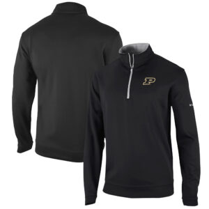 Men's Columbia  Black Purdue Boilermakers Omni-Wick Wickhams Hills Quarter-Zip Pullover Top
