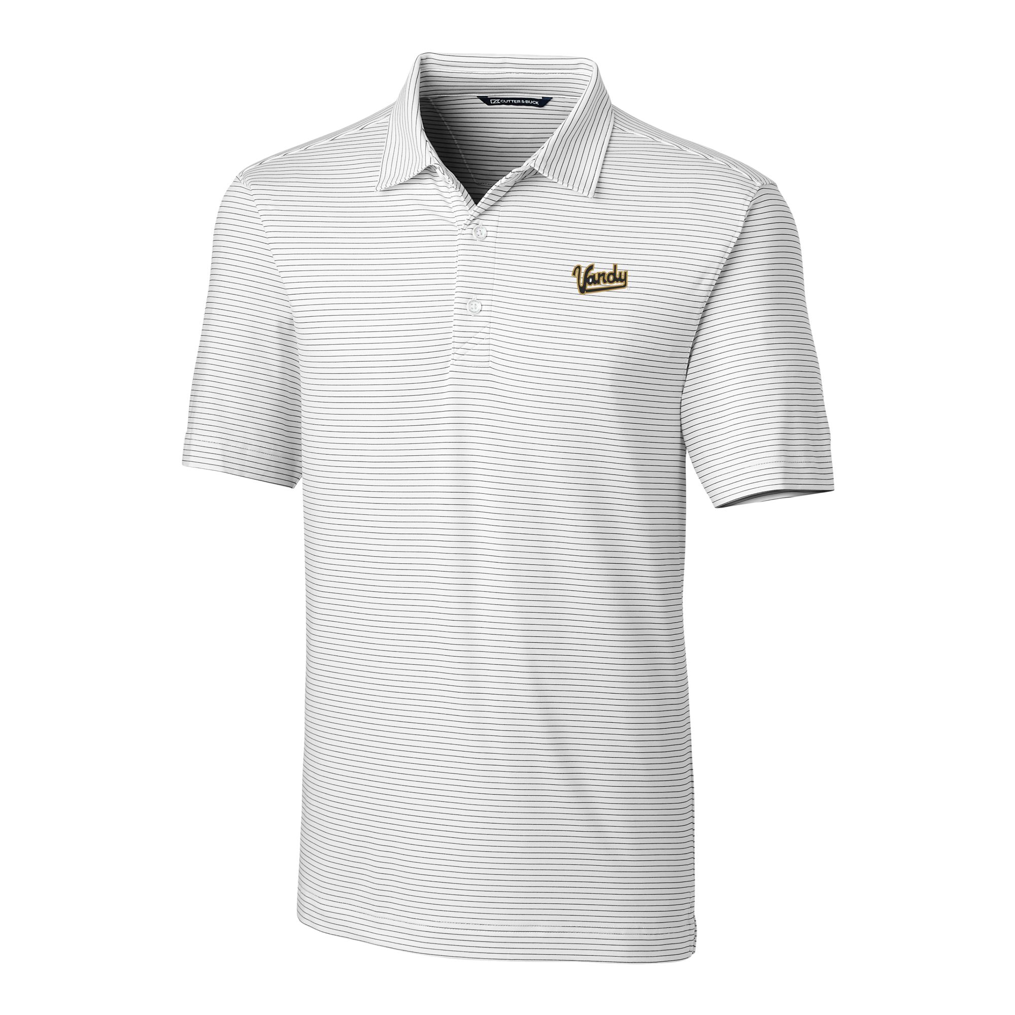 Men's Cutter & Buck White Vanderbilt Commodores Vault Forge Pencil Stripe Stretch Polo - Image 3