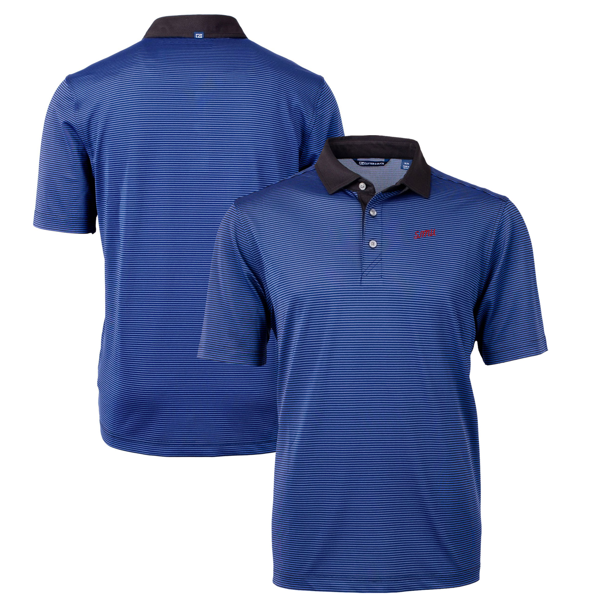 Men's Cutter & Buck Royal SMU Mustangs Big & Tall Virtue Eco Pique Micro Stripe Recycled DryTec Polo - Image 5