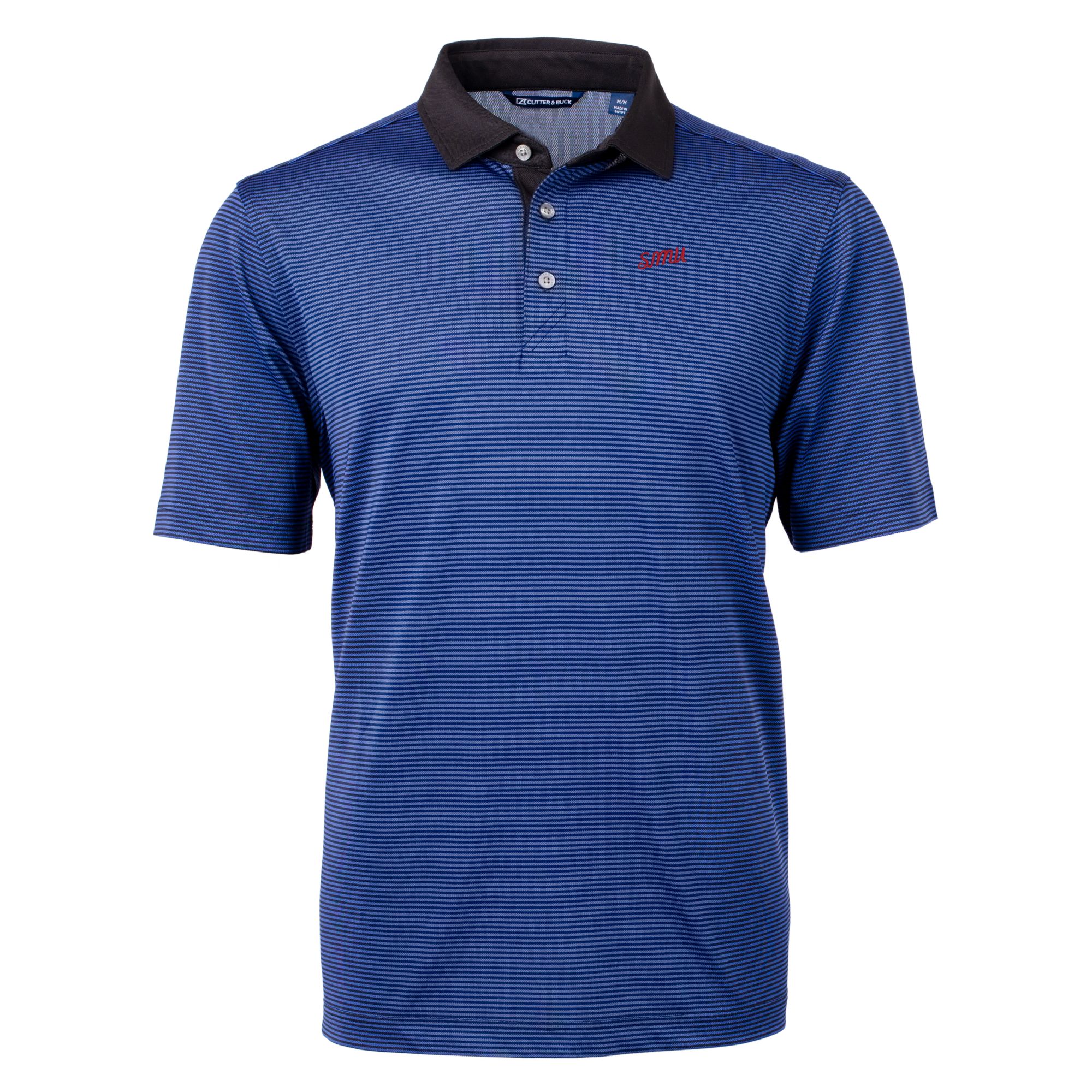 Men's Cutter & Buck Royal SMU Mustangs Big & Tall Virtue Eco Pique Micro Stripe Recycled DryTec Polo - Image 6