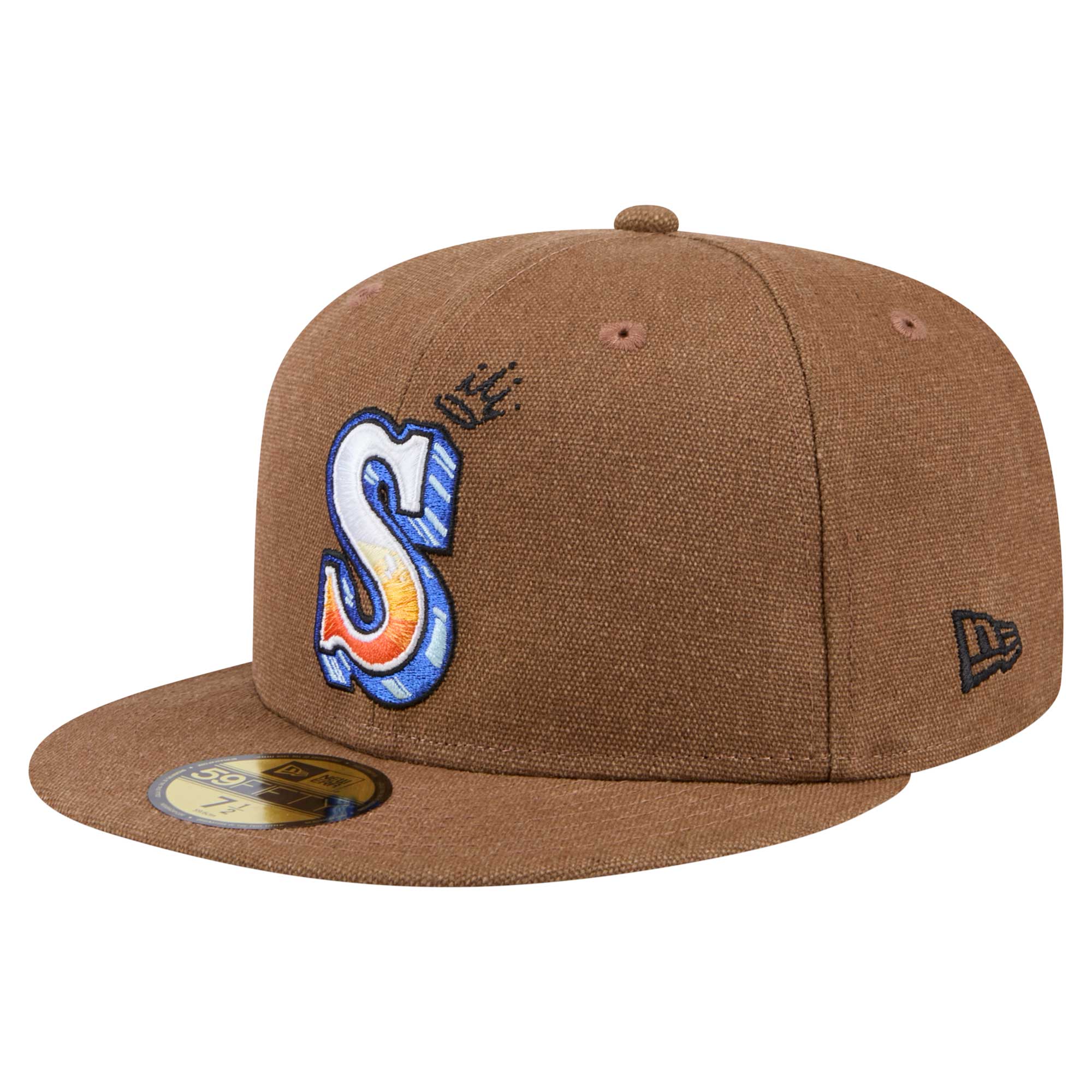 Men's New Era Brown Seattle Mariners Logo Scribble 59FIFTY Fitted Hat