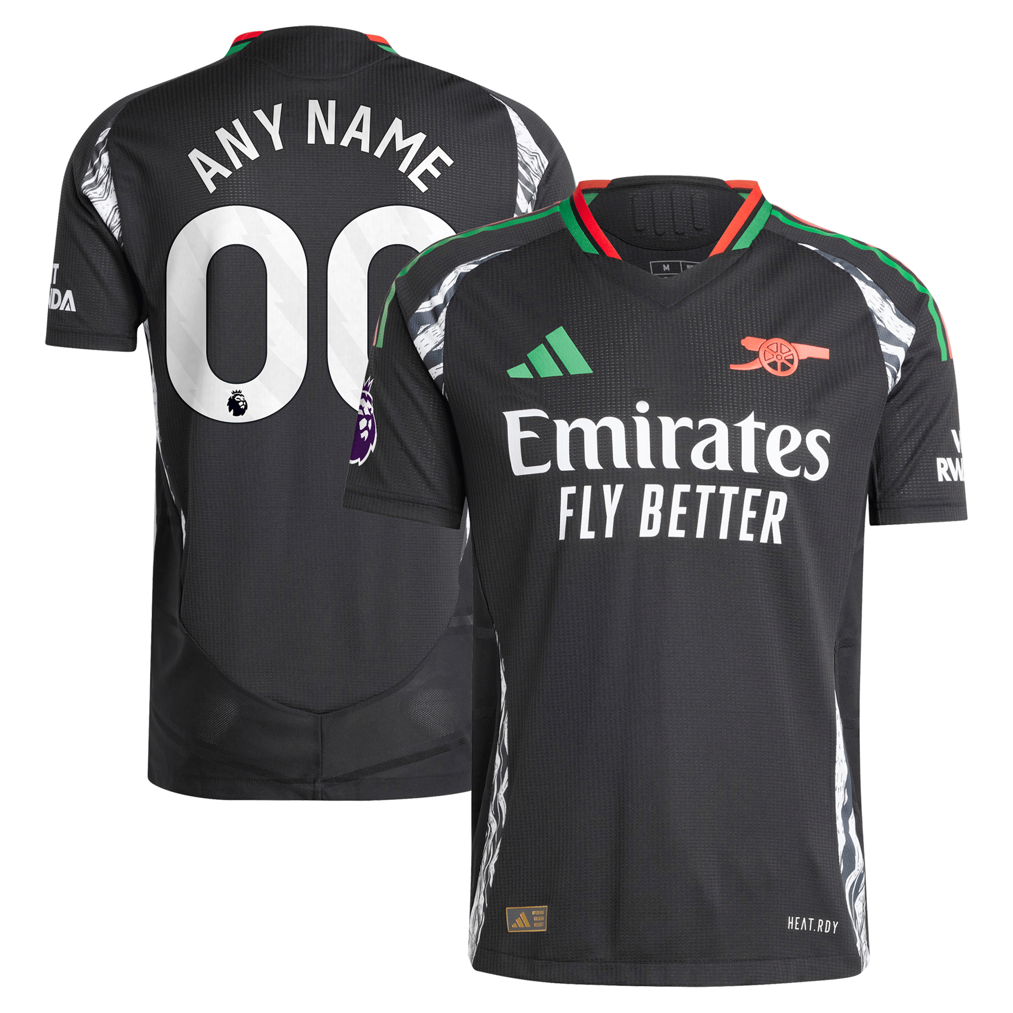 Men's adidas Black Arsenal 2024/25 Away Authentic Custom Jersey