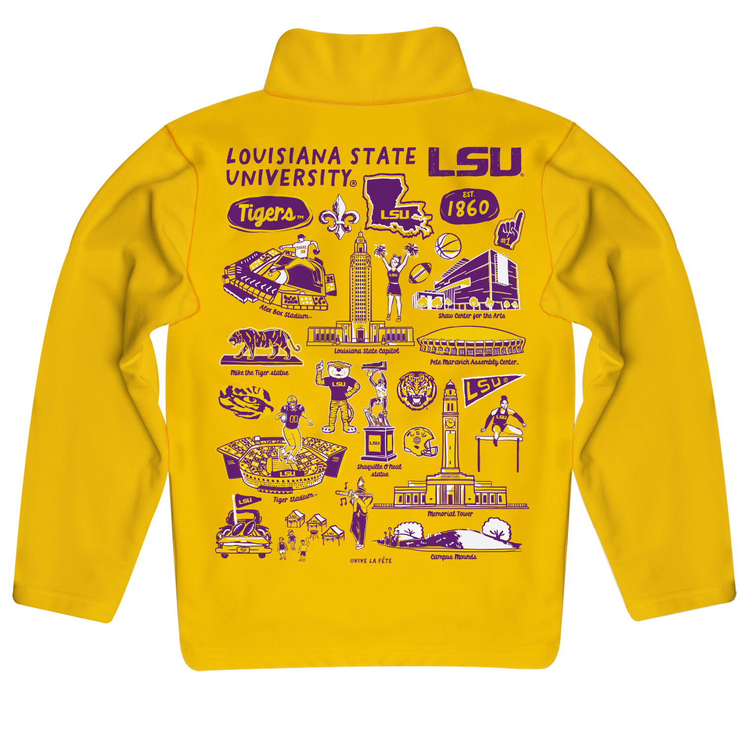 Youth Vive La Fete Gold LSU Tigers Impressions Artwork Quarter-Zip Jacket - Image 4