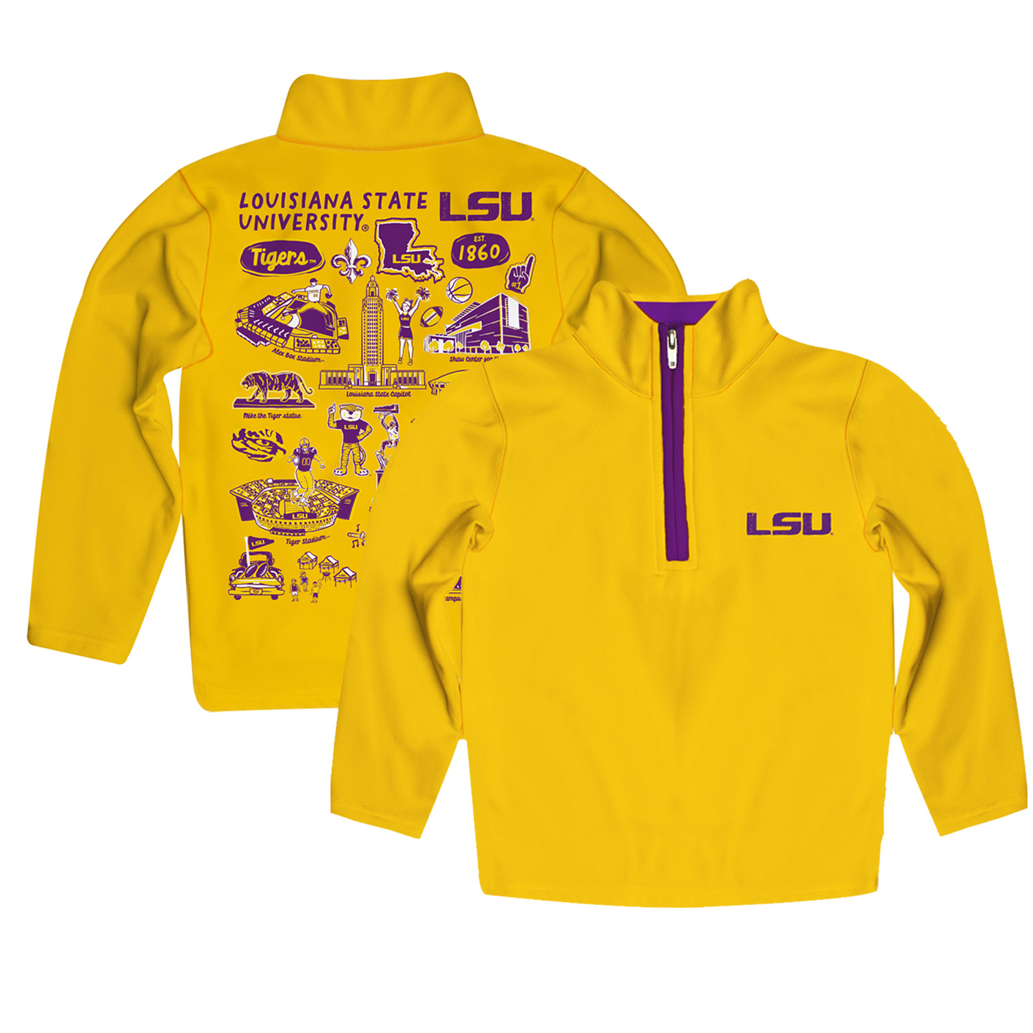 Youth Vive La Fete Gold LSU Tigers Impressions Artwork Quarter-Zip Jacket