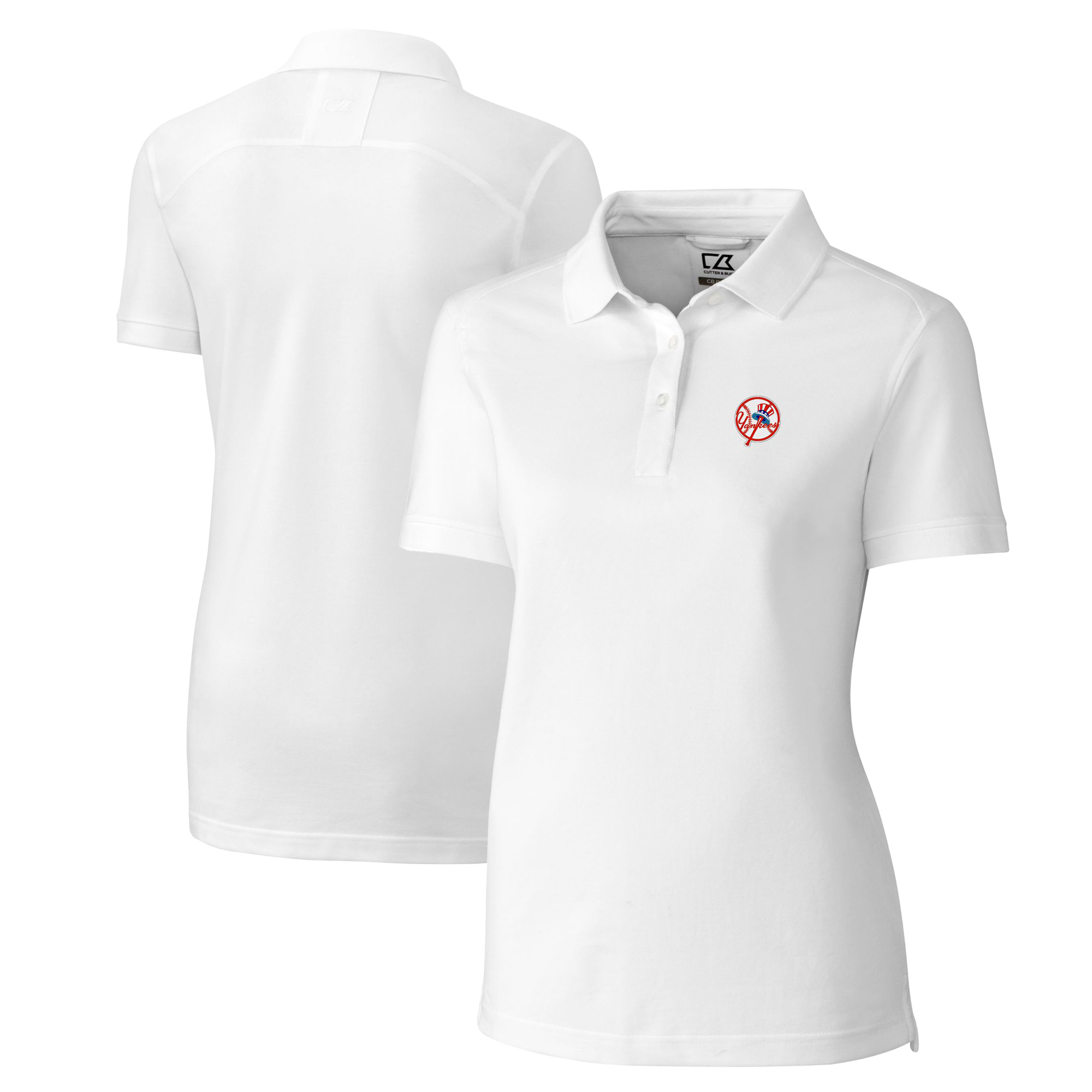 Women's Cutter & Buck White New York Yankees Cooperstown Collection DryTec Advantage Tri-Blend Pique Polo