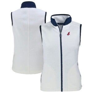 Women's Cutter & Buck White Cleveland Indians Cooperstown Collection Cascade Eco Sherpa Fleece Vest