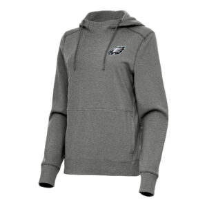 Women's Antigua  Heather Black Philadelphia Eagles Justice Pullover Hoodie