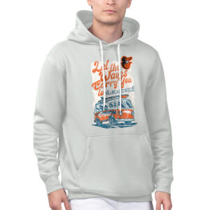 Men's Margaritaville Silver Baltimore Orioles Bus Waves Graphic Pullover Hoodie