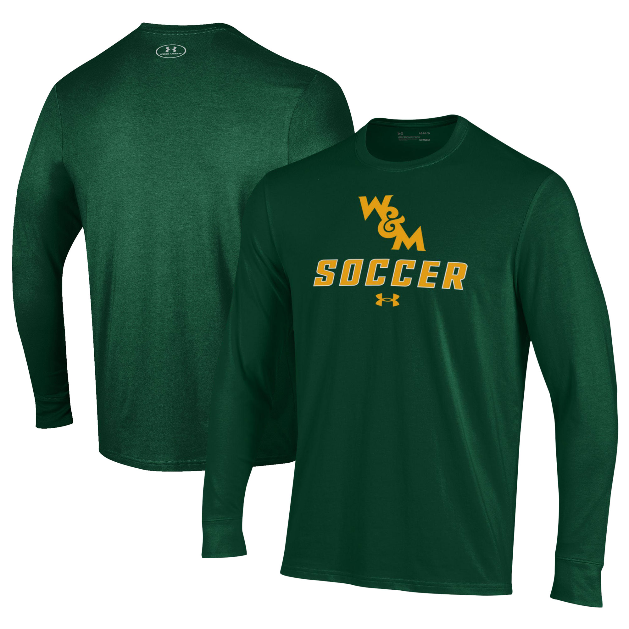 Men's Under Armour Green William & Mary Tribe Soccer Performance Long Sleeve T-Shirt