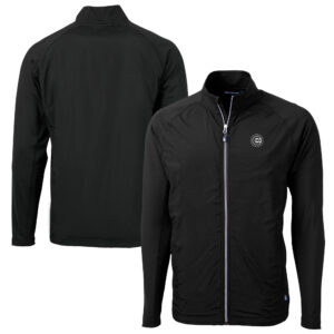 Men's Cutter & Buck Black Chicago Cubs Big & Tall Adapt Eco Knit Hybrid Recycled Raglan Full-Zip Jacket
