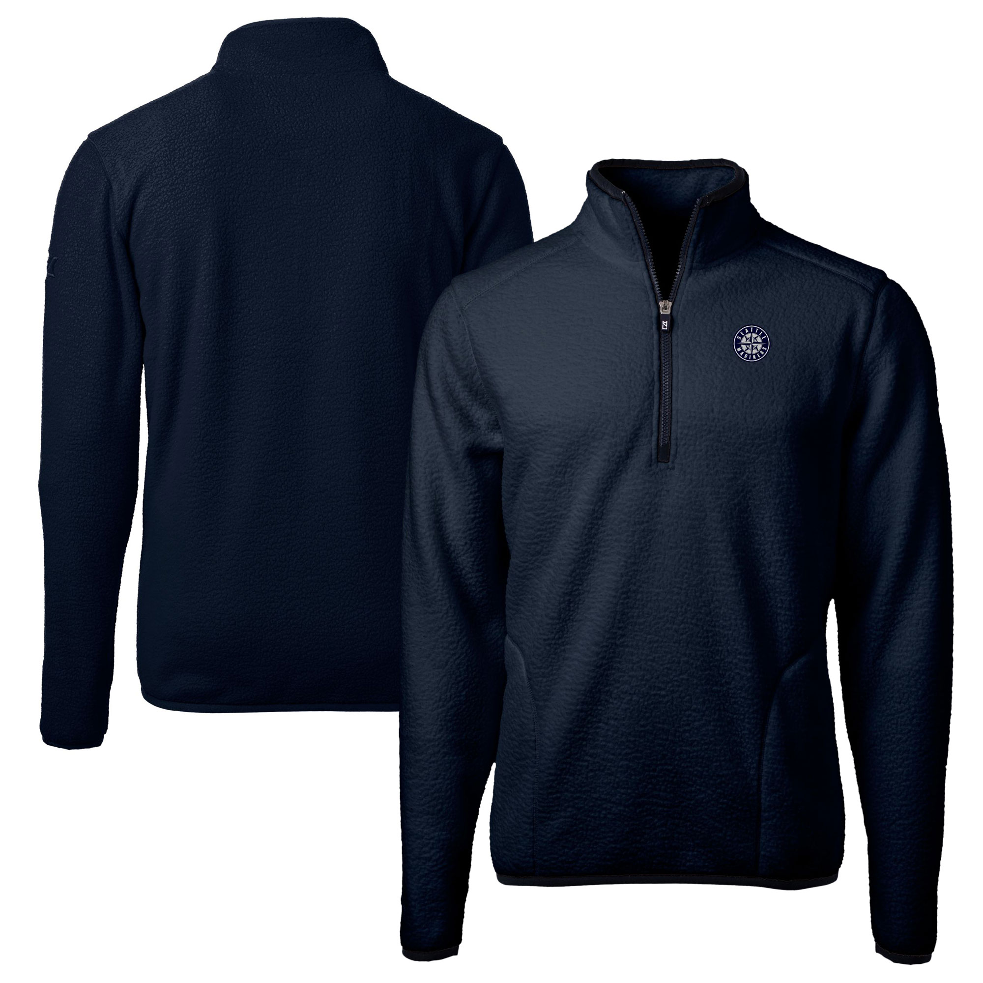 Men's Cutter & Buck Navy Seattle Mariners Big & Tall Cascade Eco Fleece Quarter-Zip Jacket