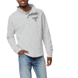 Men's League Collegiate Wear Ash Illinois Fighting Illini 1636 Fleece Quarter-Snap Pullover Sweatshirt